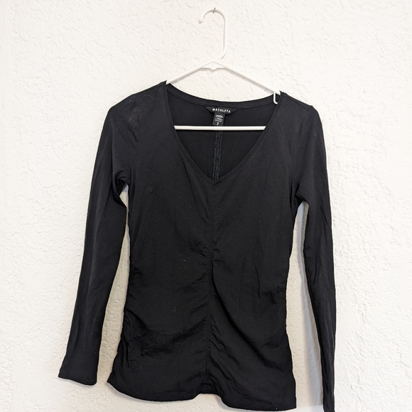 Athleta long sleeve v-neck black shirt - Picture 3 of 5